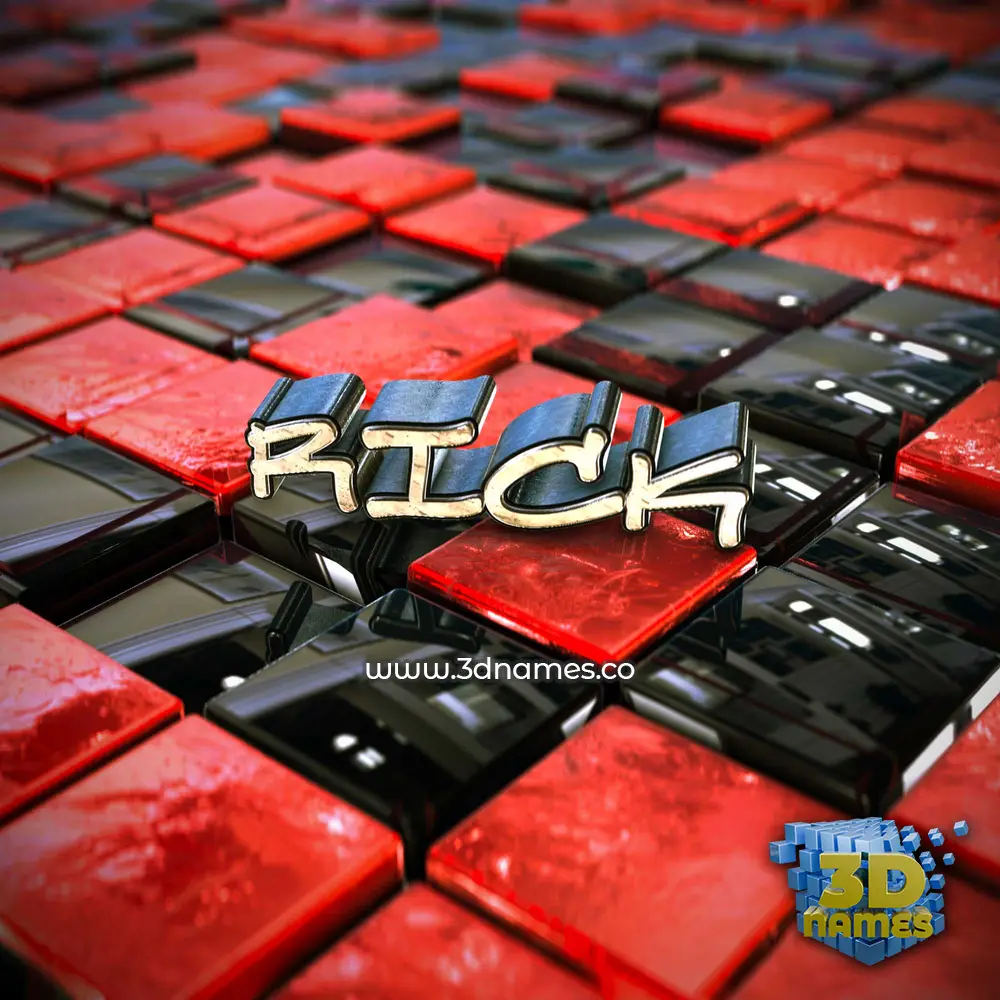 rick in Red Checkered style - 3D name wallpaper