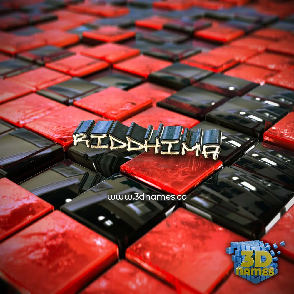 riddhima in Red Checkered style - 3D name wallpaper