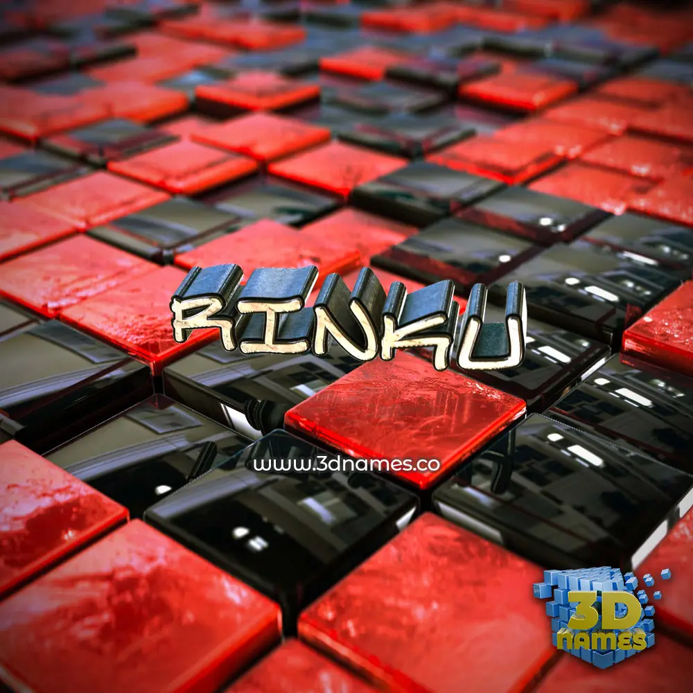 rinku in Red Checkered style - 3D name wallpaper