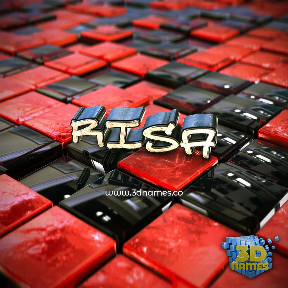 risa in Red Checkered style - 3D name wallpaper