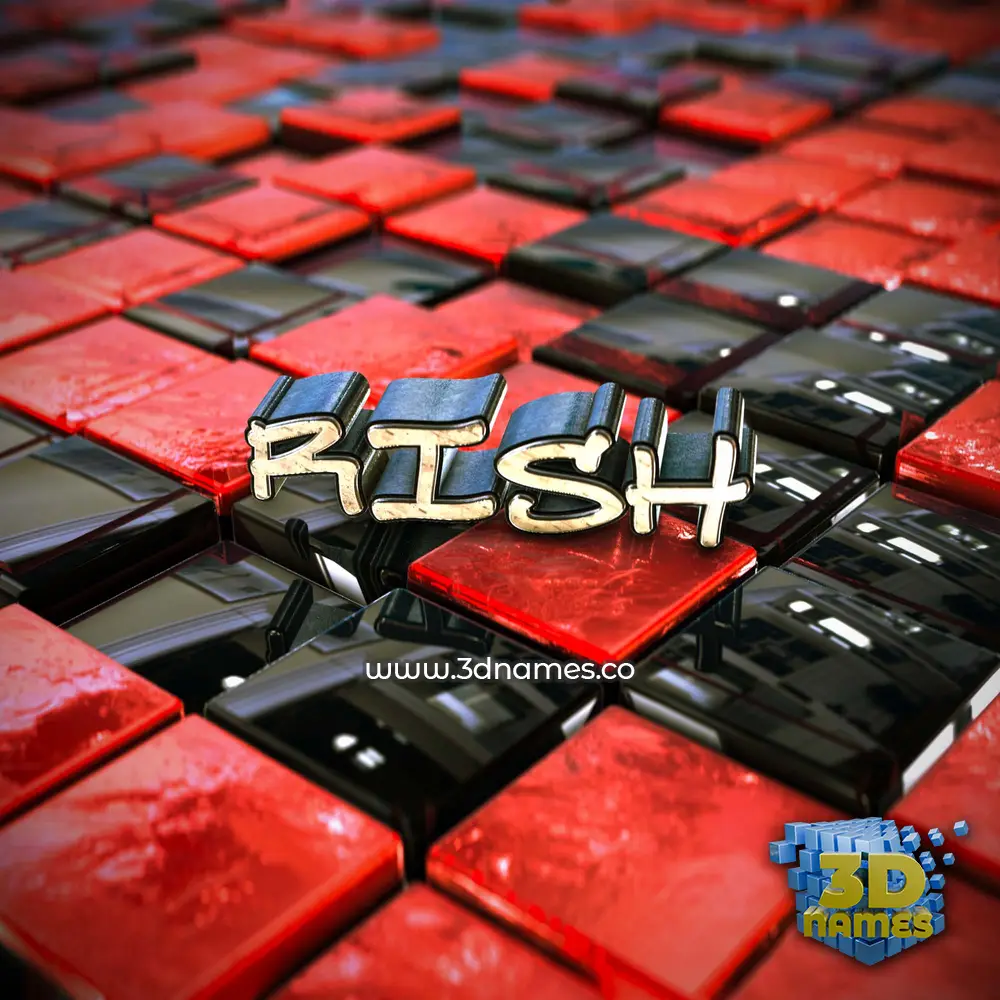 rish in Red Checkered style - 3D name wallpaper