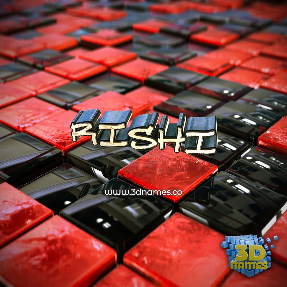 rishi in Red Checkered style - 3D name wallpaper