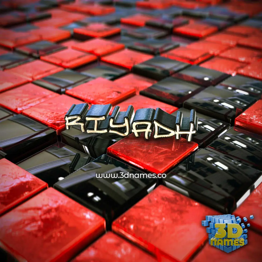 riyadh in Red Checkered style - 3D name wallpaper
