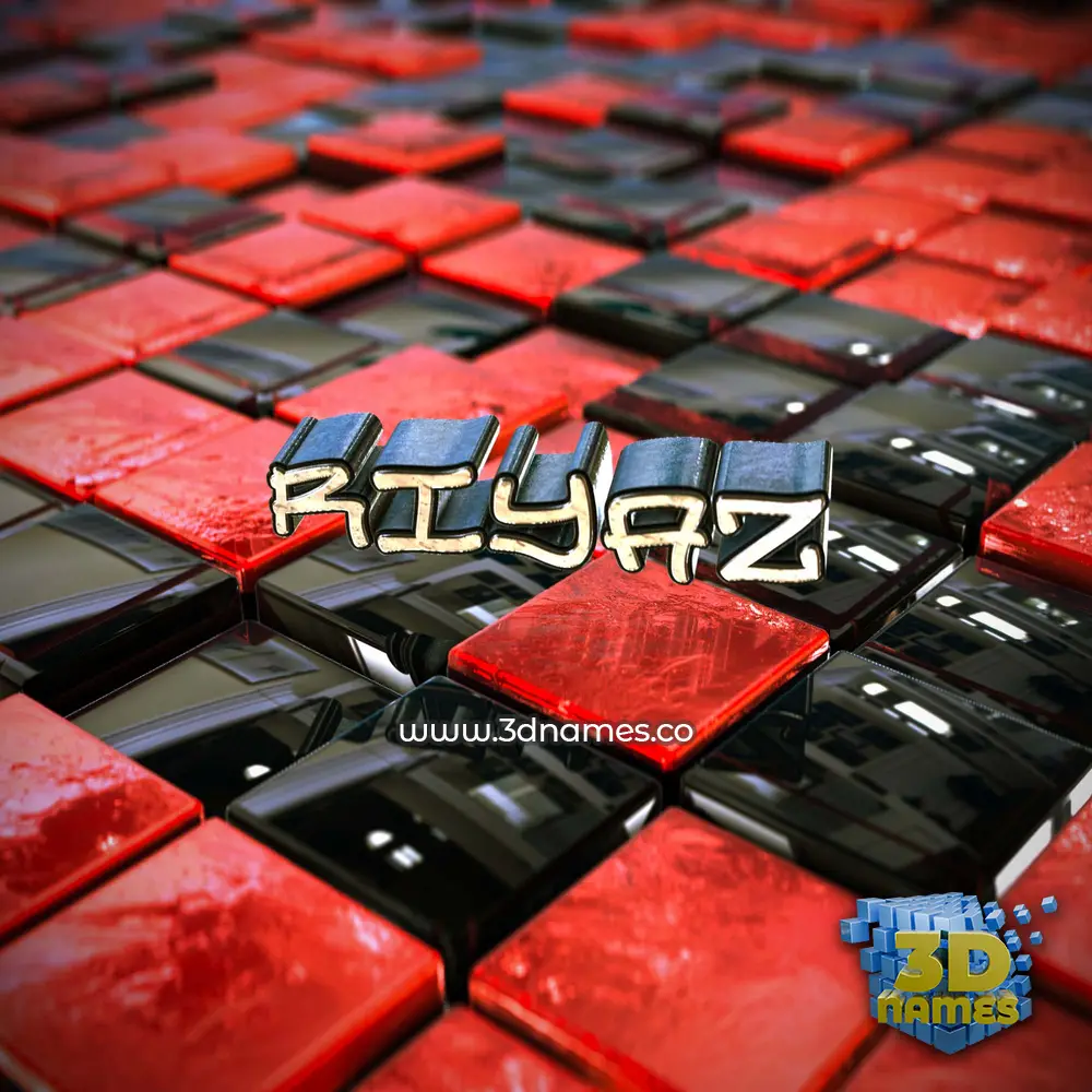 riyaz in Red Checkered style - 3D name wallpaper