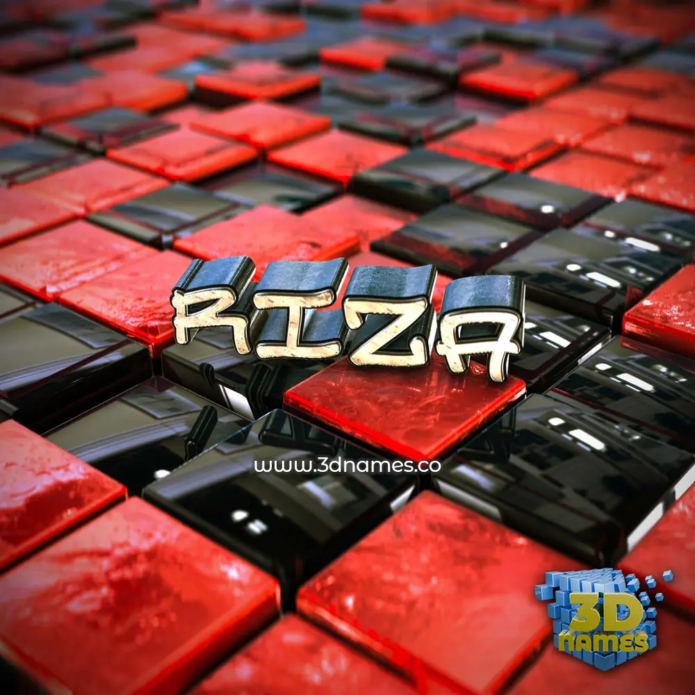 riza in Red Checkered style - 3D name wallpaper