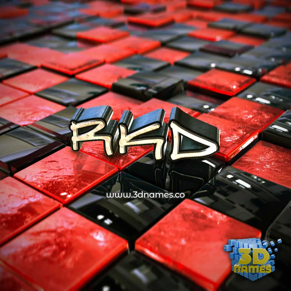 rkd in Red Checkered style - 3D name wallpaper