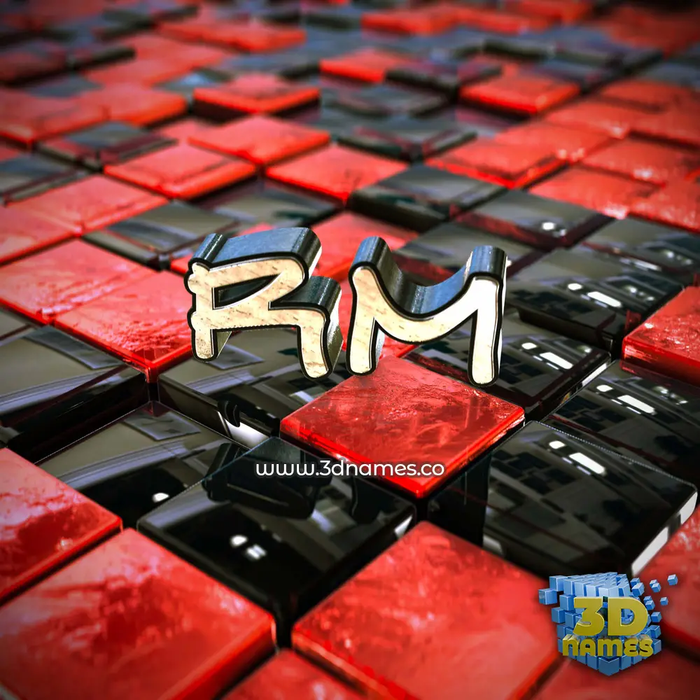rm in Red Checkered style - 3D name wallpaper