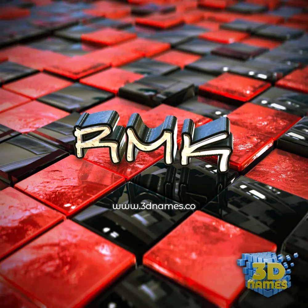 rmk in Red Checkered style - 3D name wallpaper