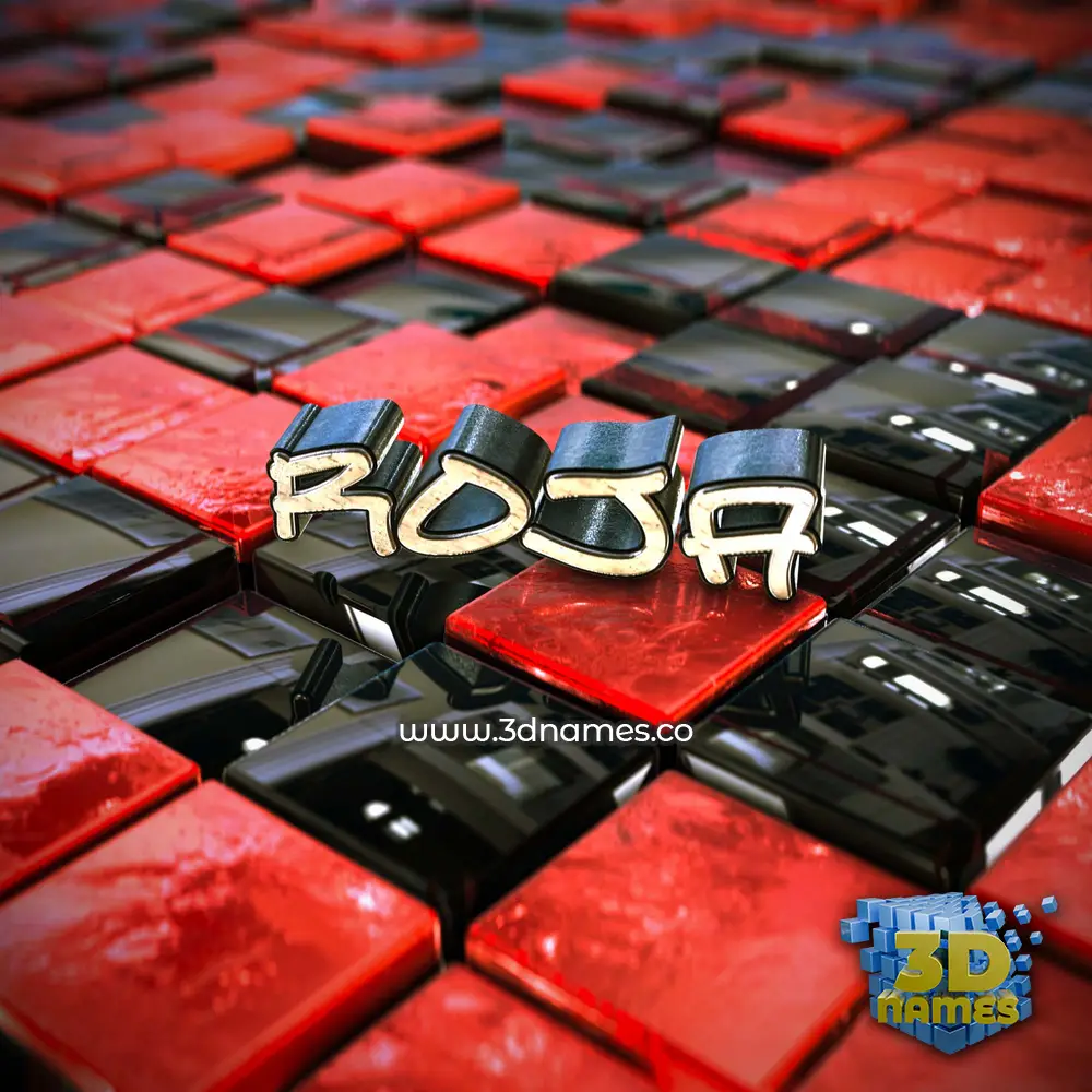 roja in Red Checkered style - 3D name wallpaper