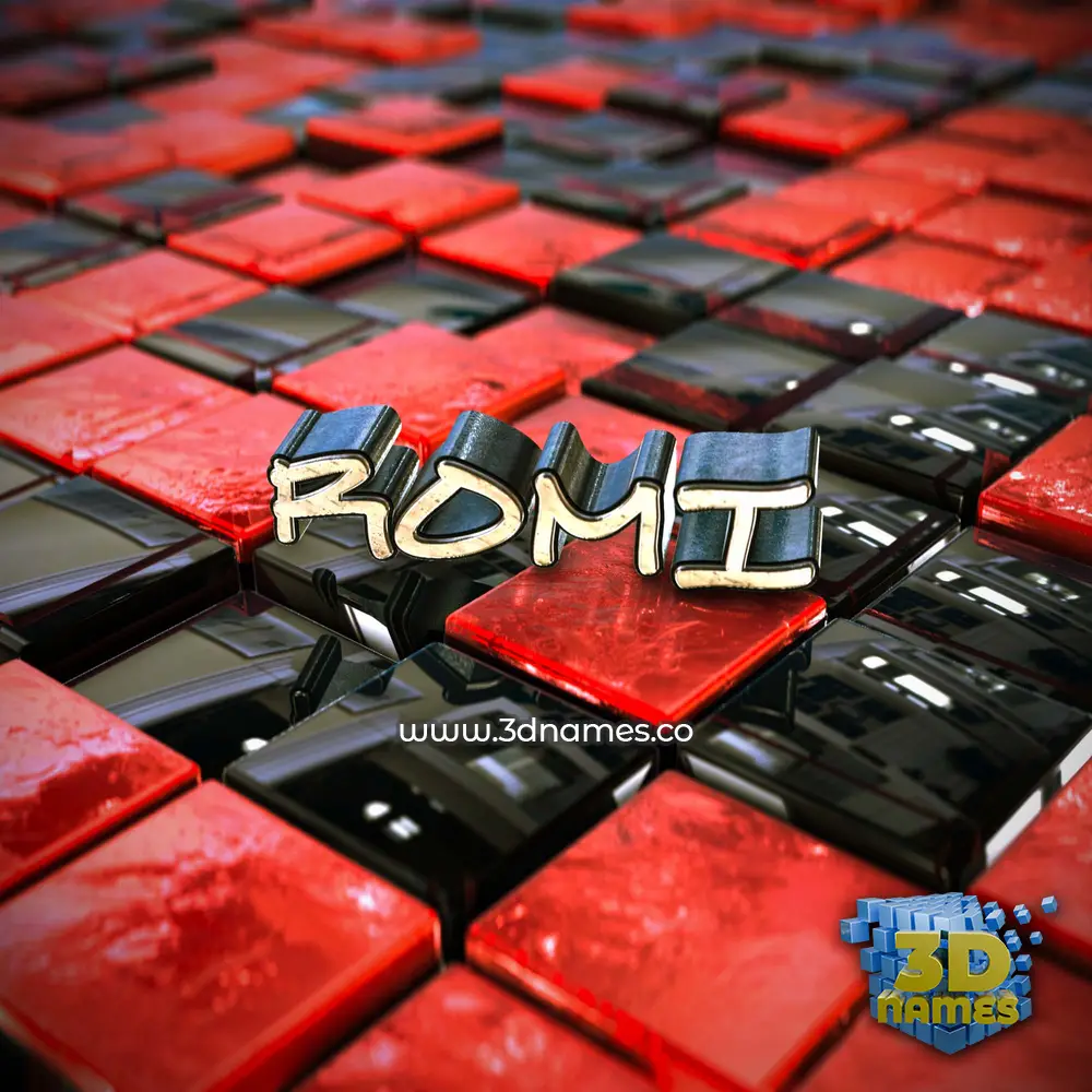 romi in Red Checkered style - 3D name wallpaper