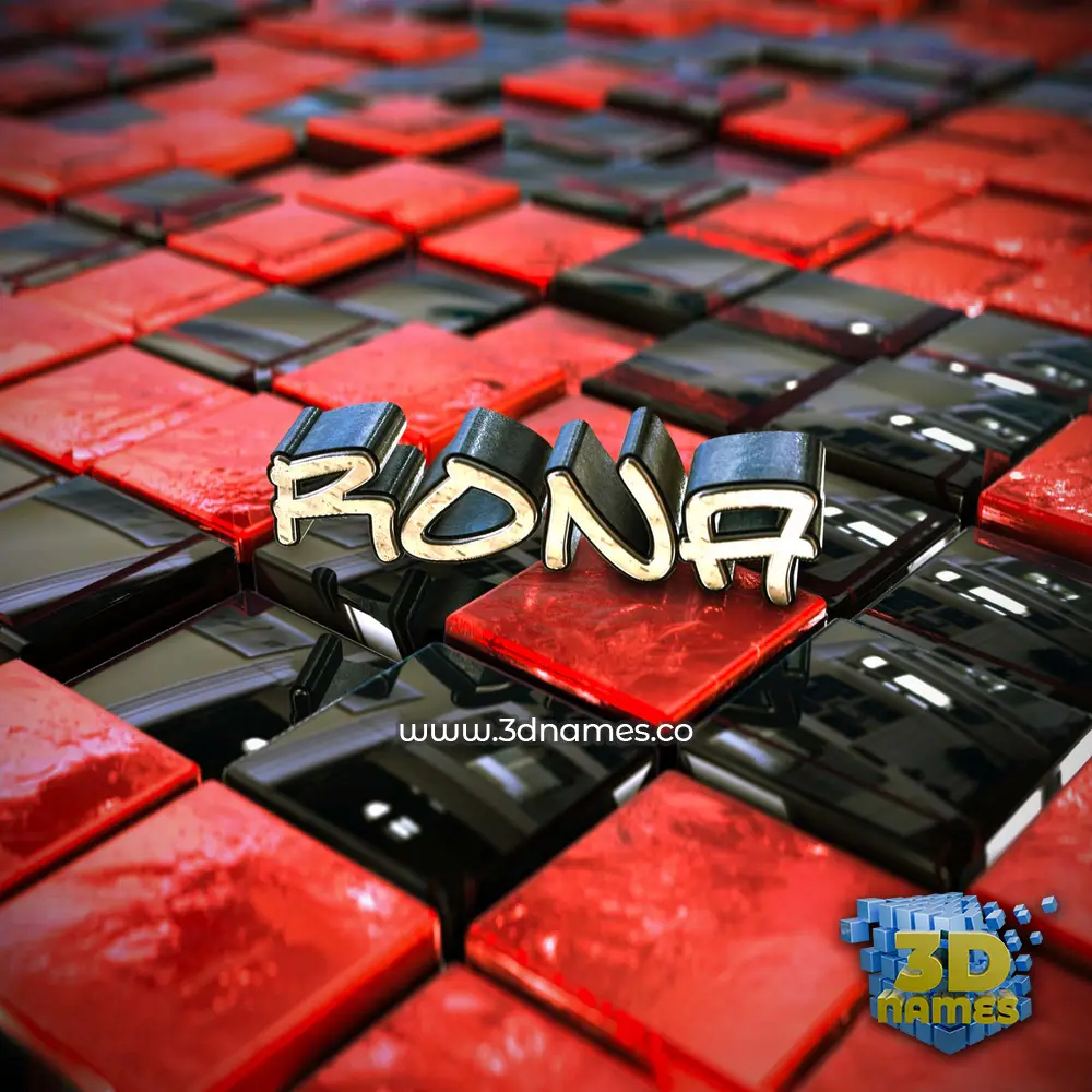 rona in Red Checkered style - 3D name wallpaper