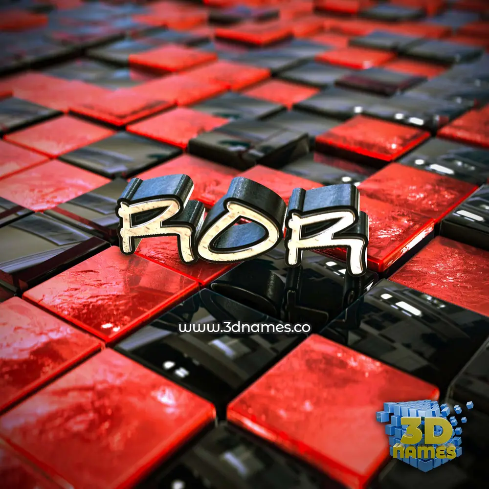 ror in Red Checkered style - 3D name wallpaper