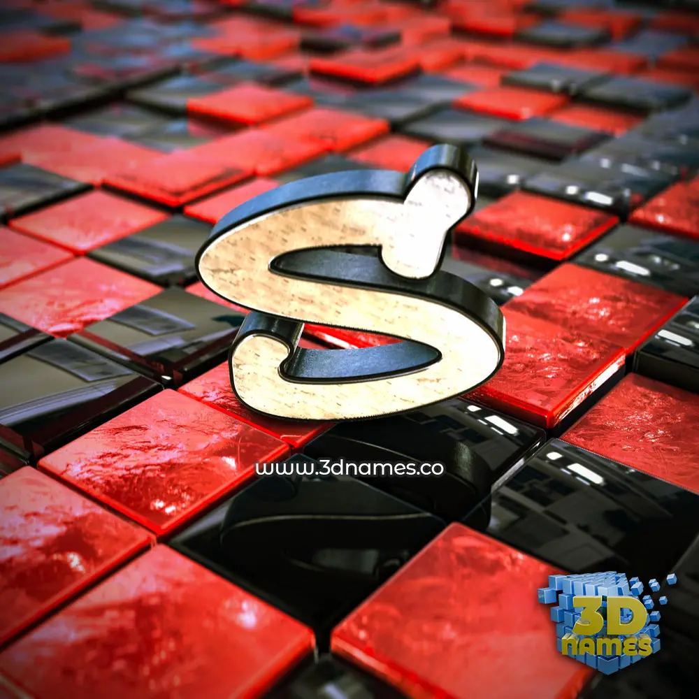 s in Red Checkered style - 3D name wallpaper
