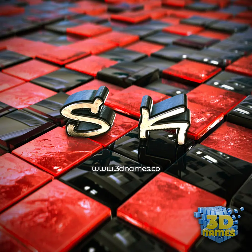 s k in Red Checkered style - 3D name wallpaper