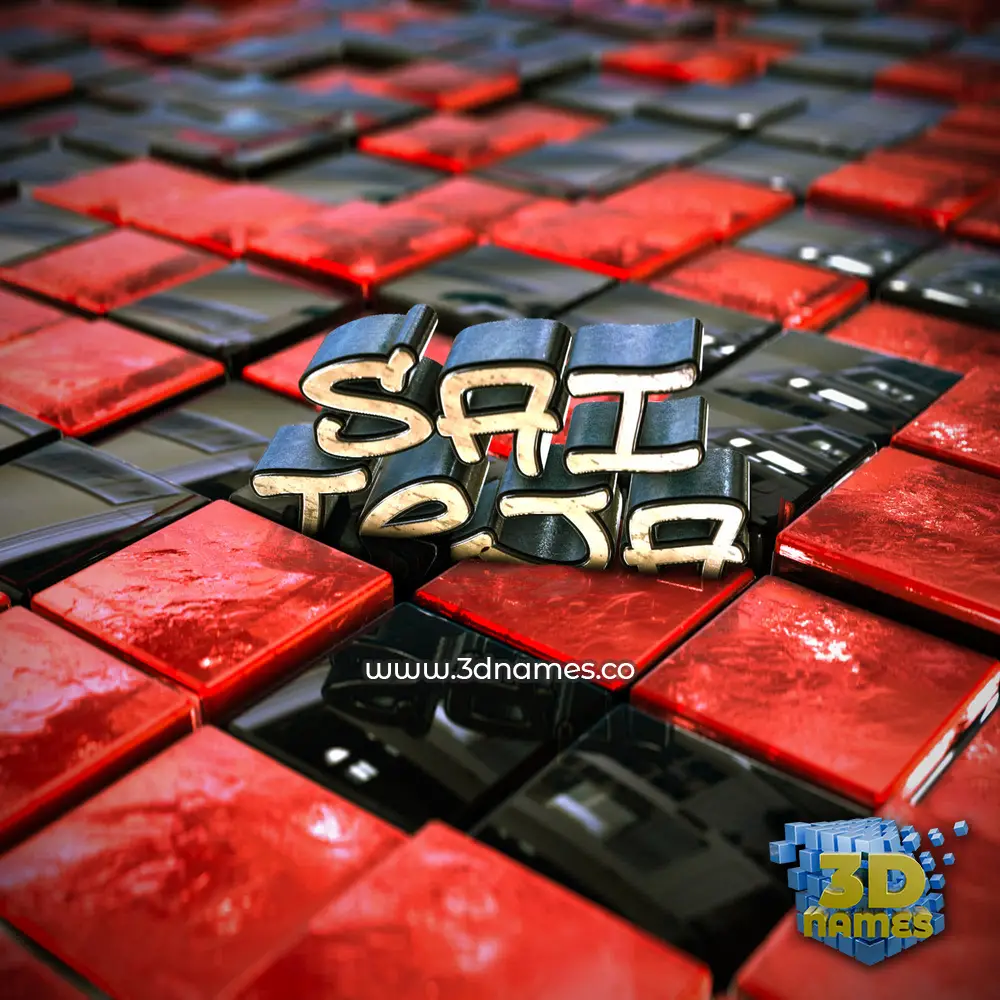 sai teja in Red Checkered style - 3D name wallpaper