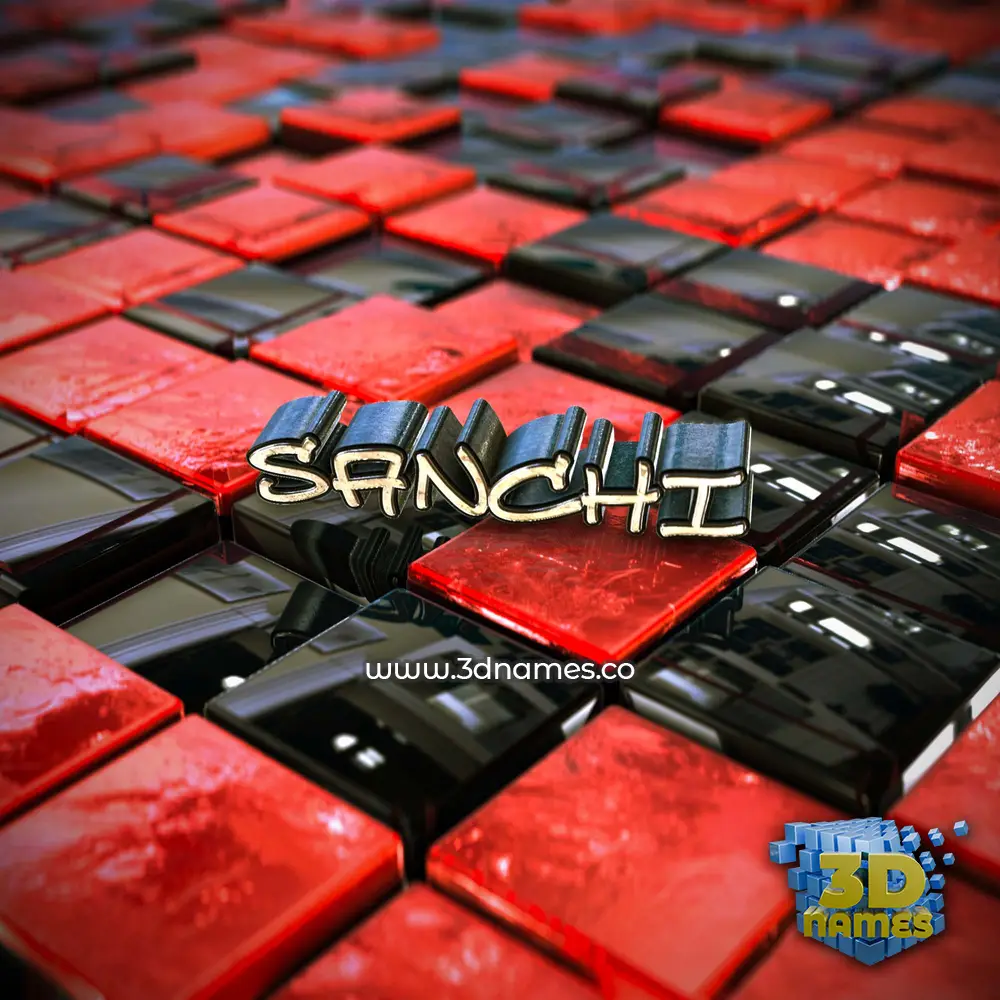 sanchi in Red Checkered style - 3D name wallpaper