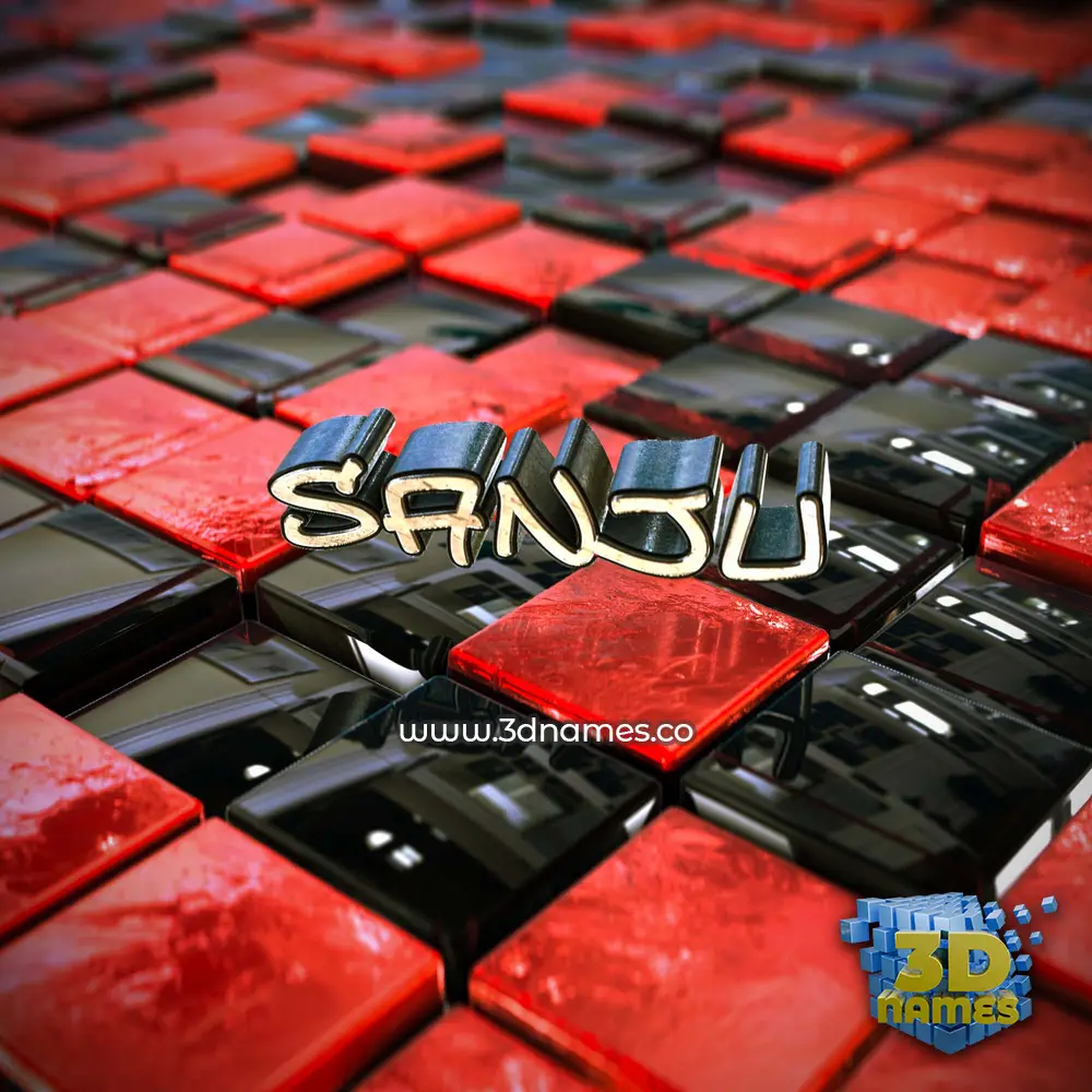 sanju in Red Checkered style - 3D name wallpaper