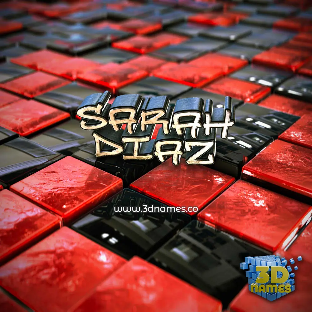 sarah diaz in Red Checkered style - 3D name wallpaper