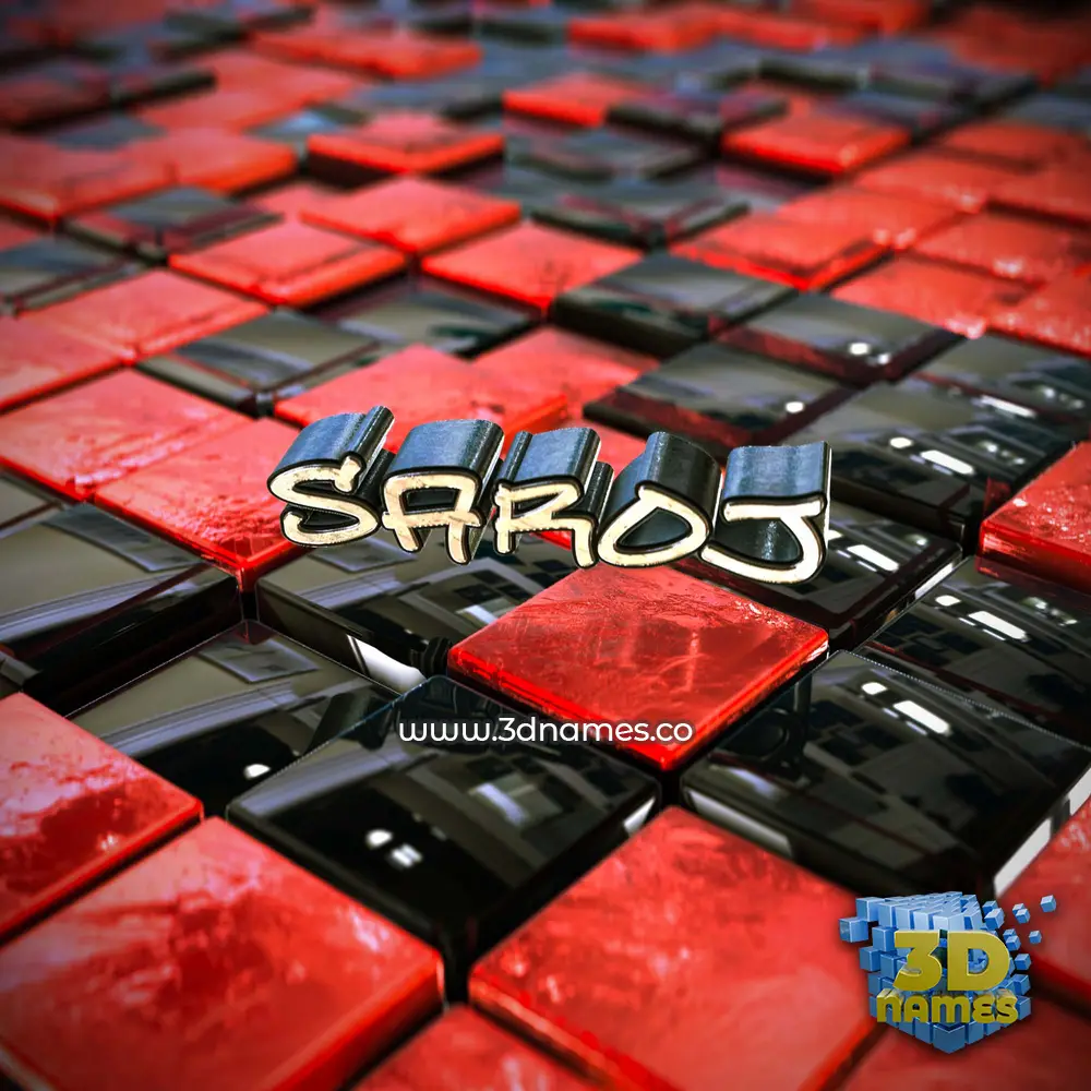 saroj in Red Checkered style - 3D name wallpaper