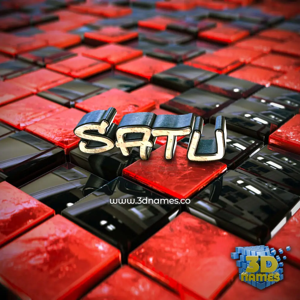 satu in Red Checkered style - 3D name wallpaper