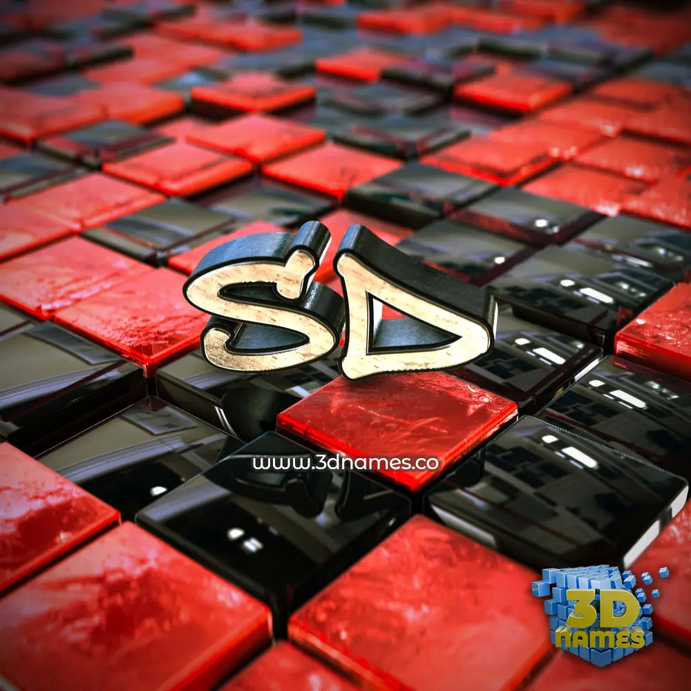 sd in Red Checkered style - 3D name wallpaper