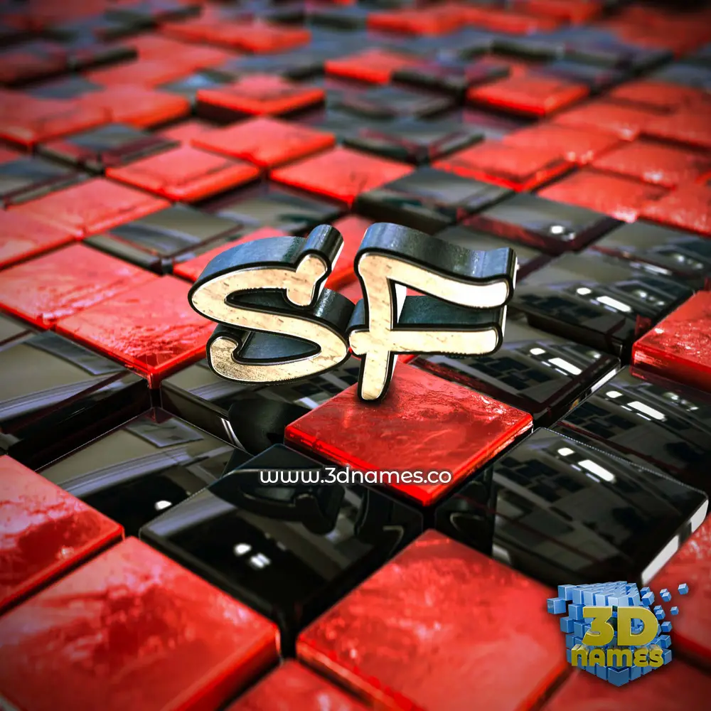 sf in Red Checkered style - 3D name wallpaper