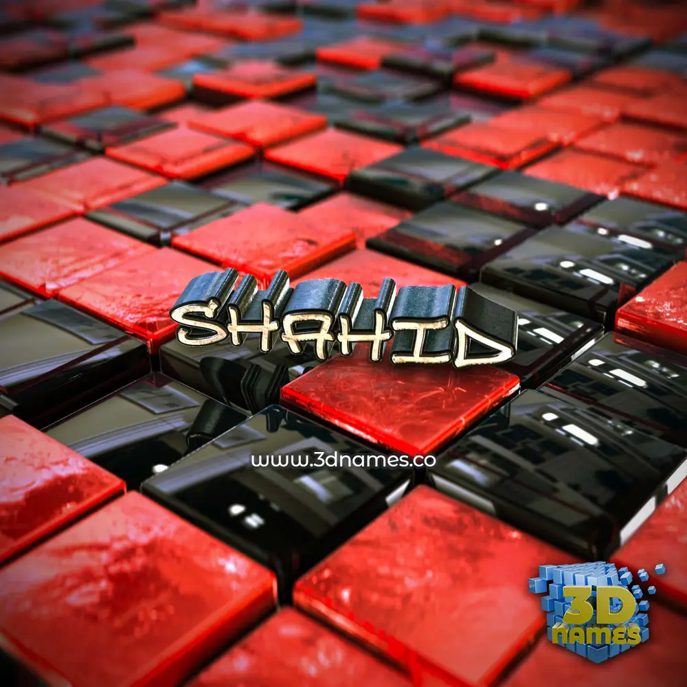 shahid in Red Checkered style - 3D name wallpaper