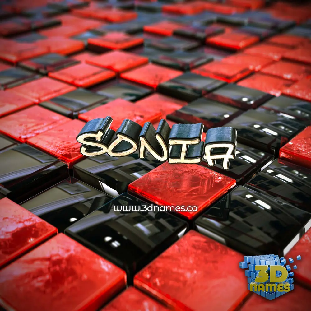 sonia in Red Checkered style - 3D name wallpaper