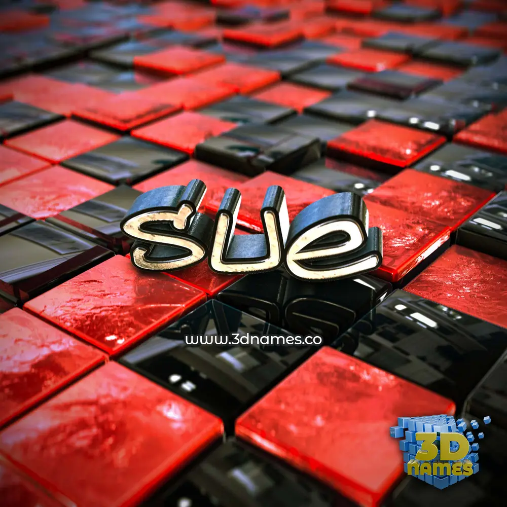 sue in Red Checkered style - 3D name wallpaper