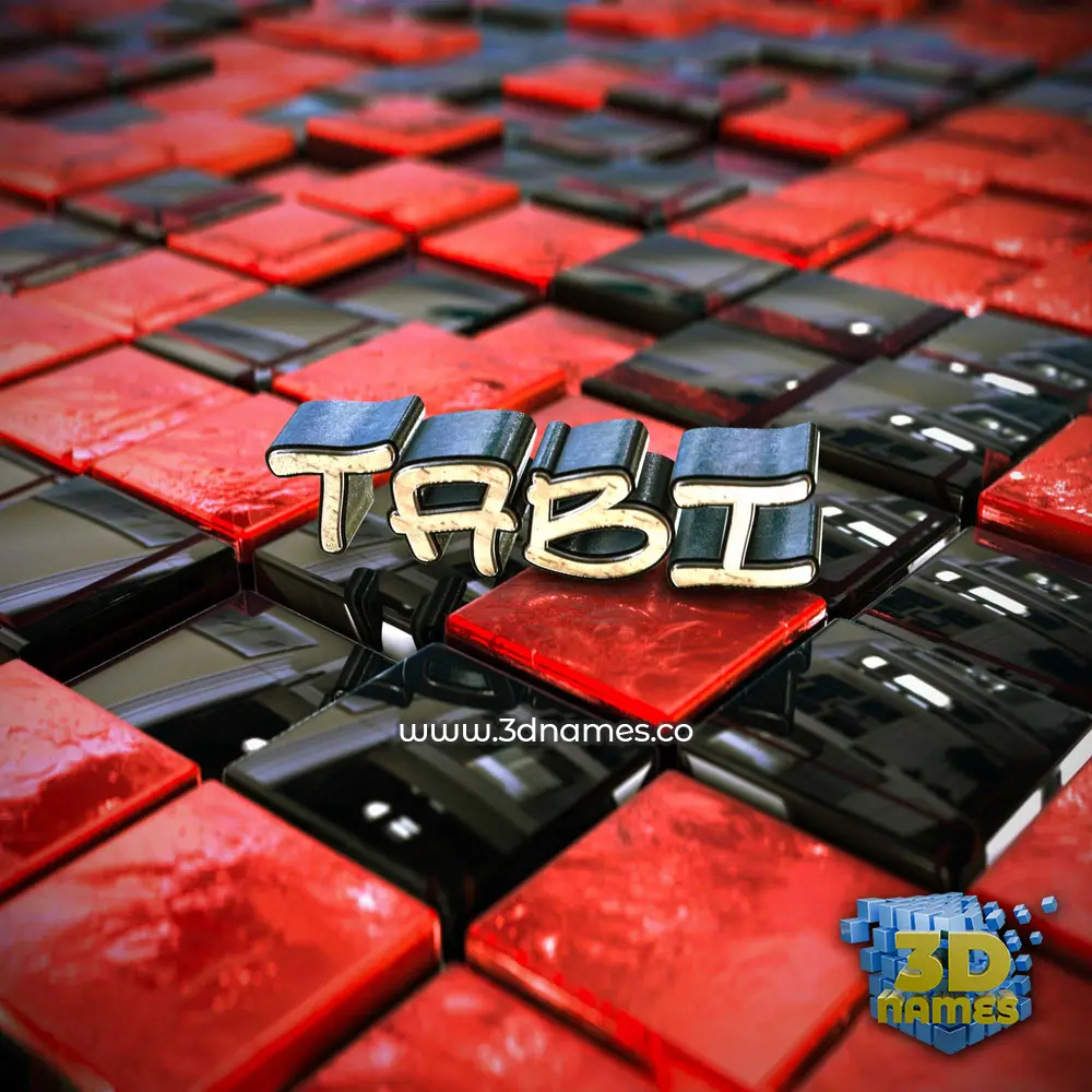 tabi in Red Checkered style - 3D name wallpaper
