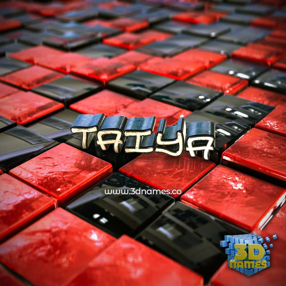 taiya in Red Checkered style - 3D name wallpaper