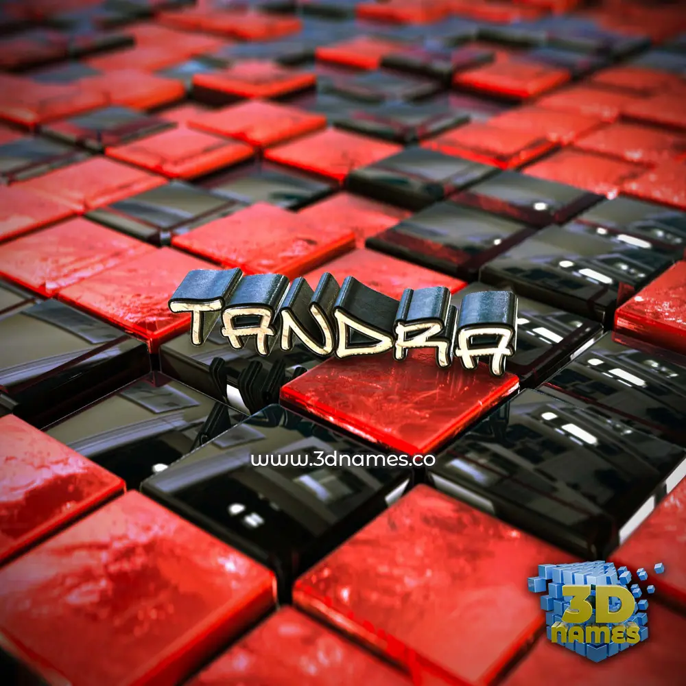 tandra in Red Checkered style - 3D name wallpaper