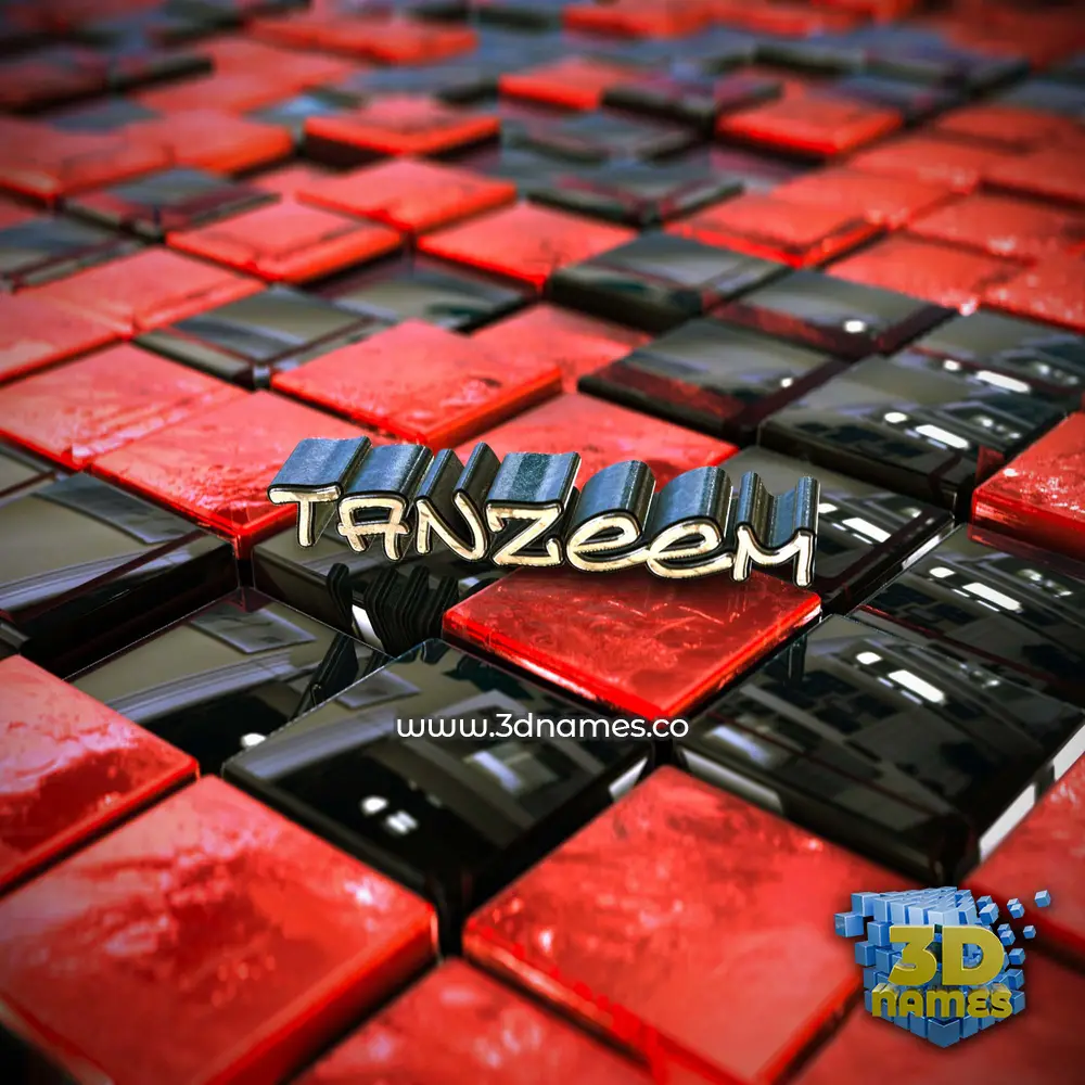 tanzeem in Red Checkered style - 3D name wallpaper
