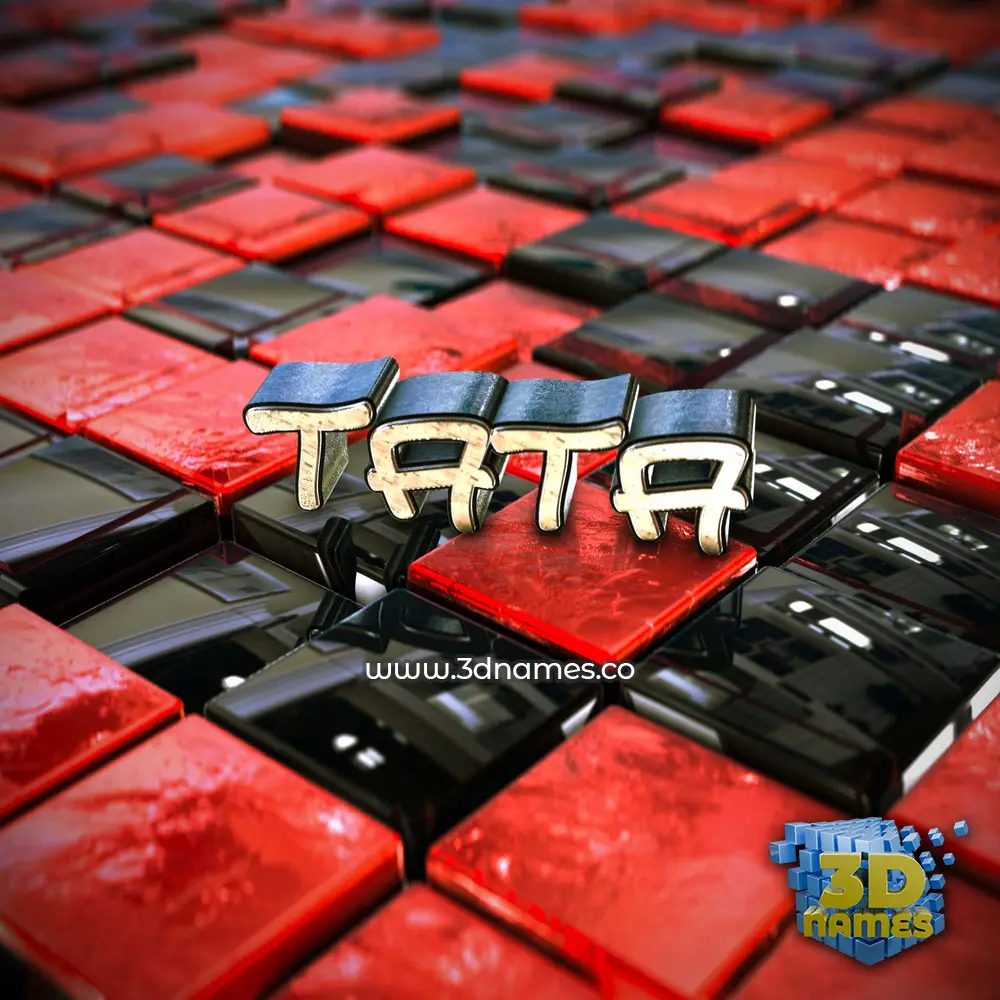 tata in Red Checkered style - 3D name wallpaper