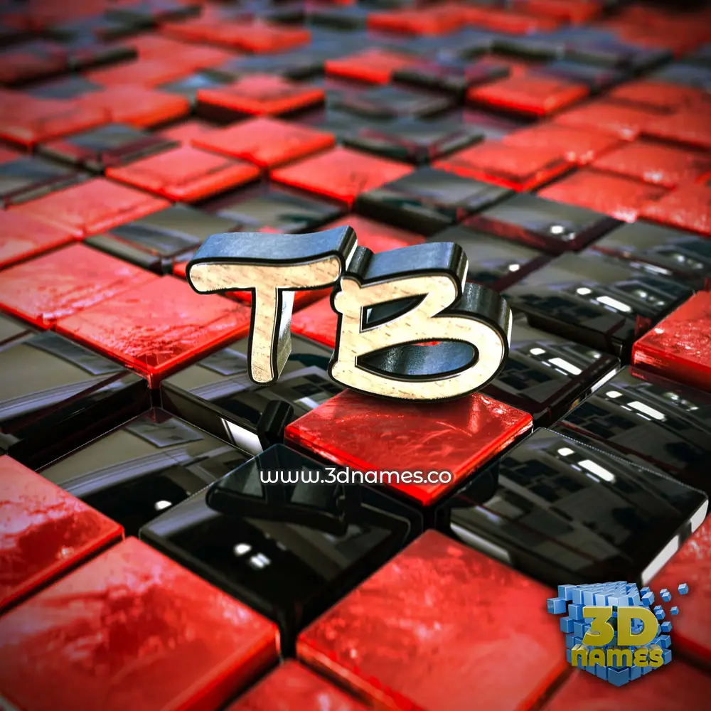 tb in Red Checkered style - 3D name wallpaper