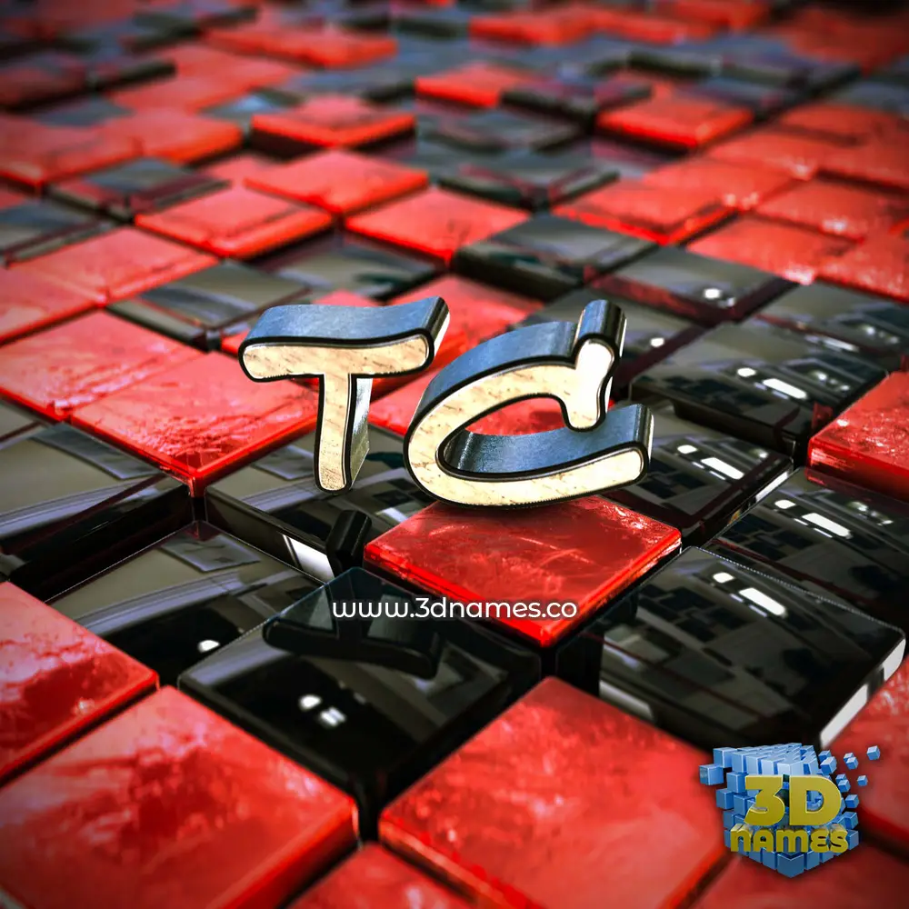 tc in Red Checkered style - 3D name wallpaper