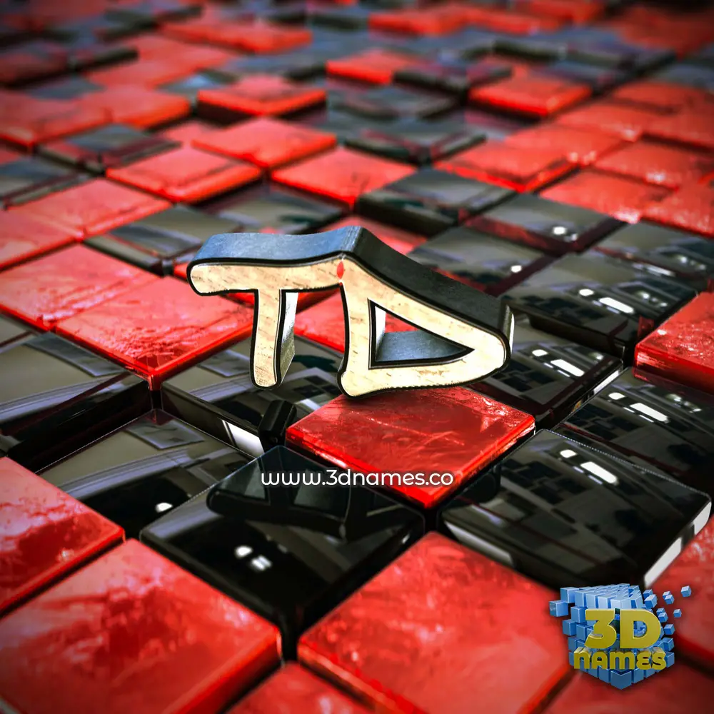 td in Red Checkered style - 3D name wallpaper