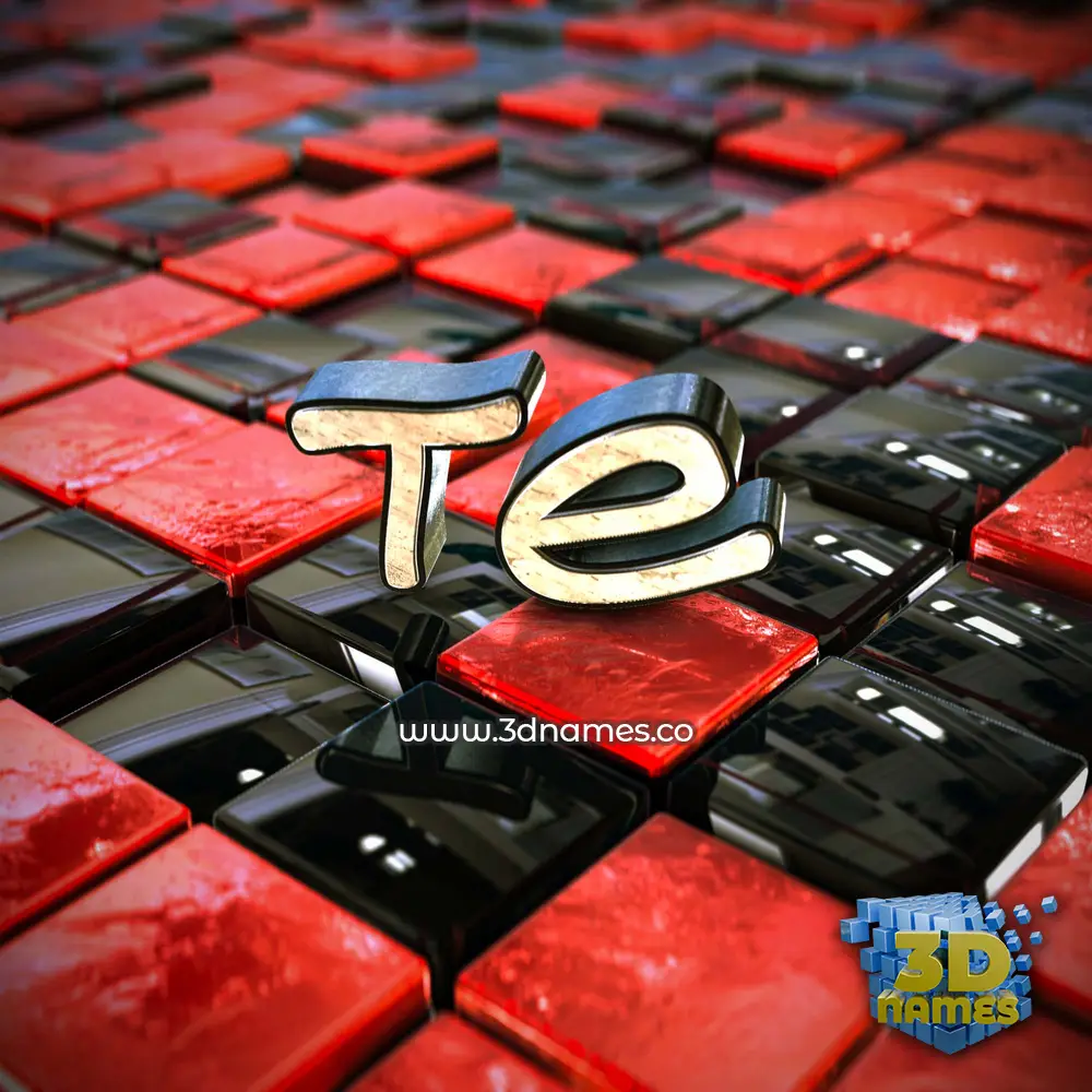 te in Red Checkered style - 3D name wallpaper