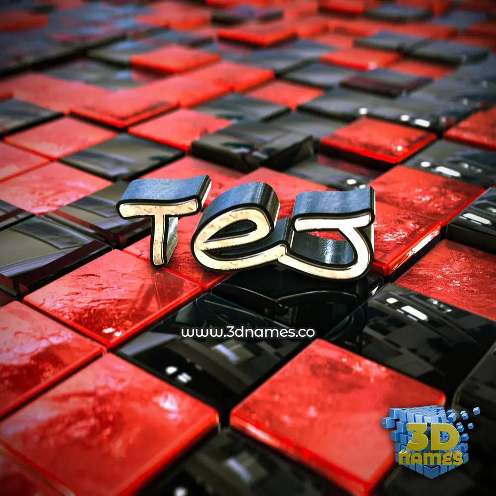 tej in Red Checkered style - 3D name wallpaper