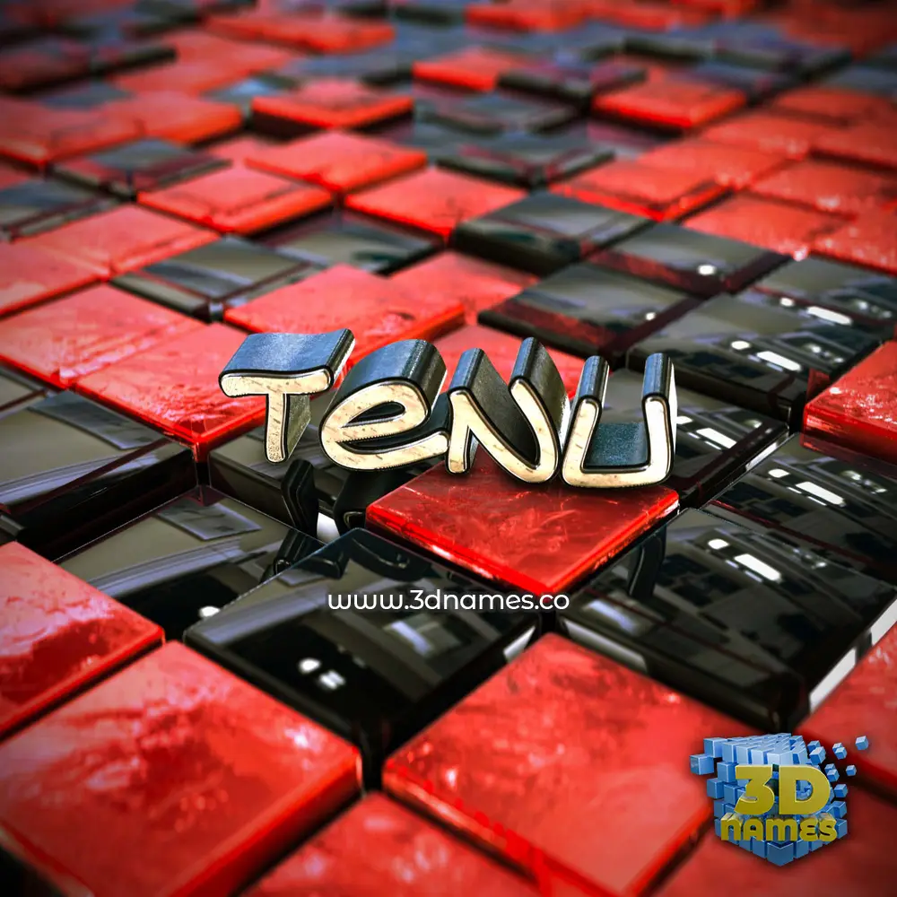 tenu in Red Checkered style - 3D name wallpaper