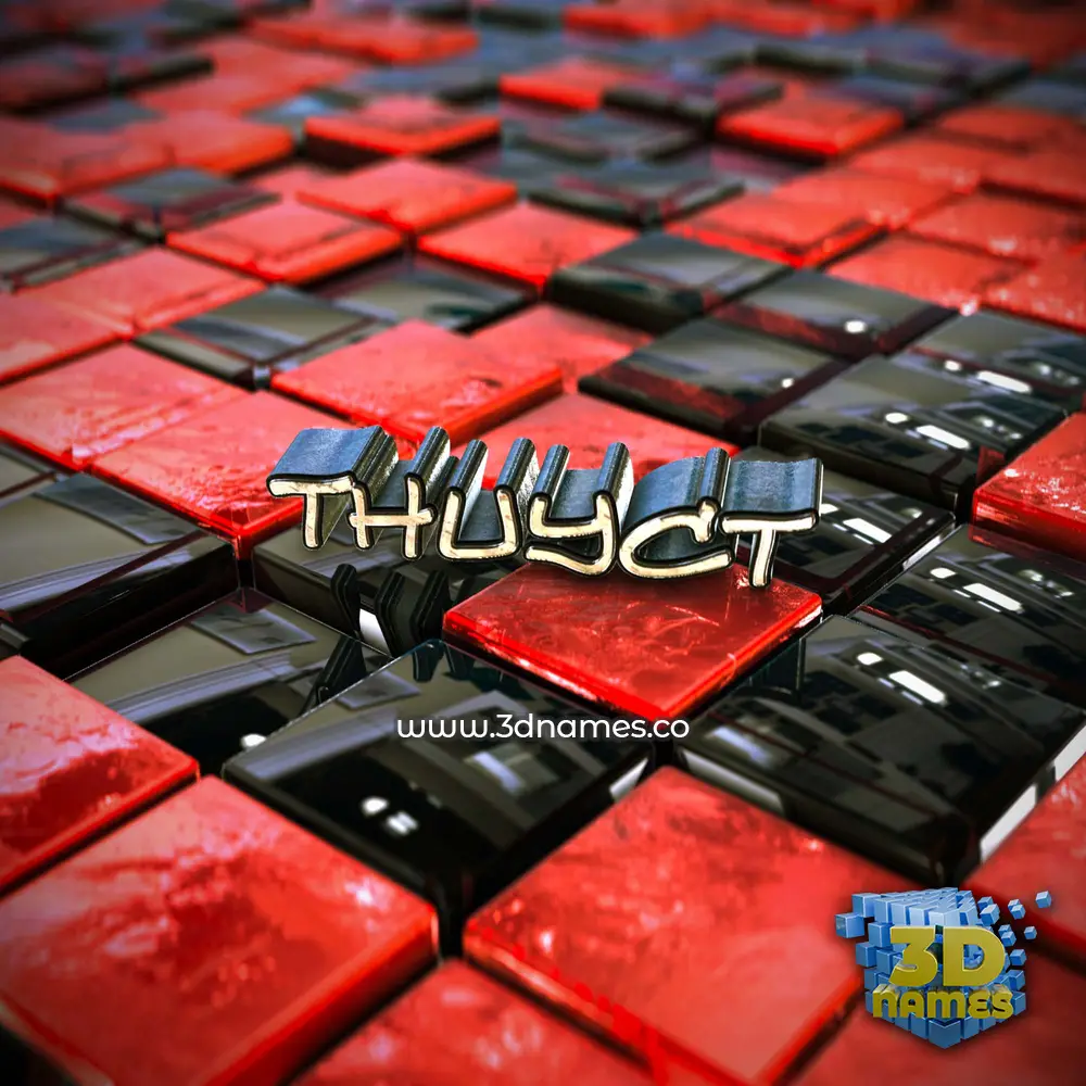 thuyct in Red Checkered style - 3D name wallpaper