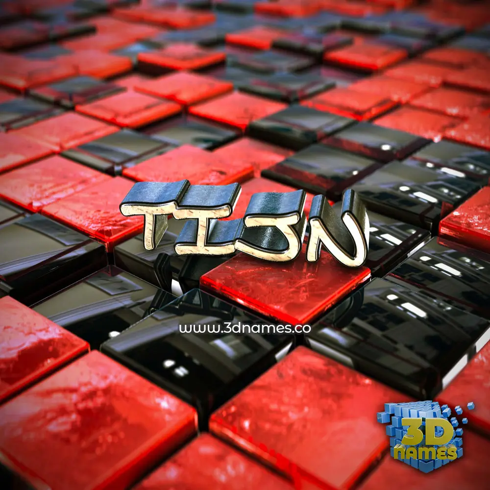 tijn in Red Checkered style - 3D name wallpaper
