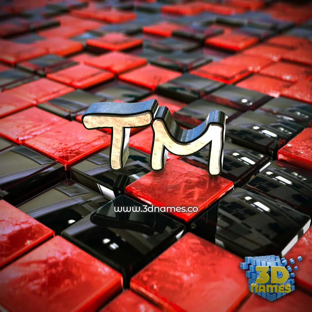 tm in Red Checkered style - 3D name wallpaper