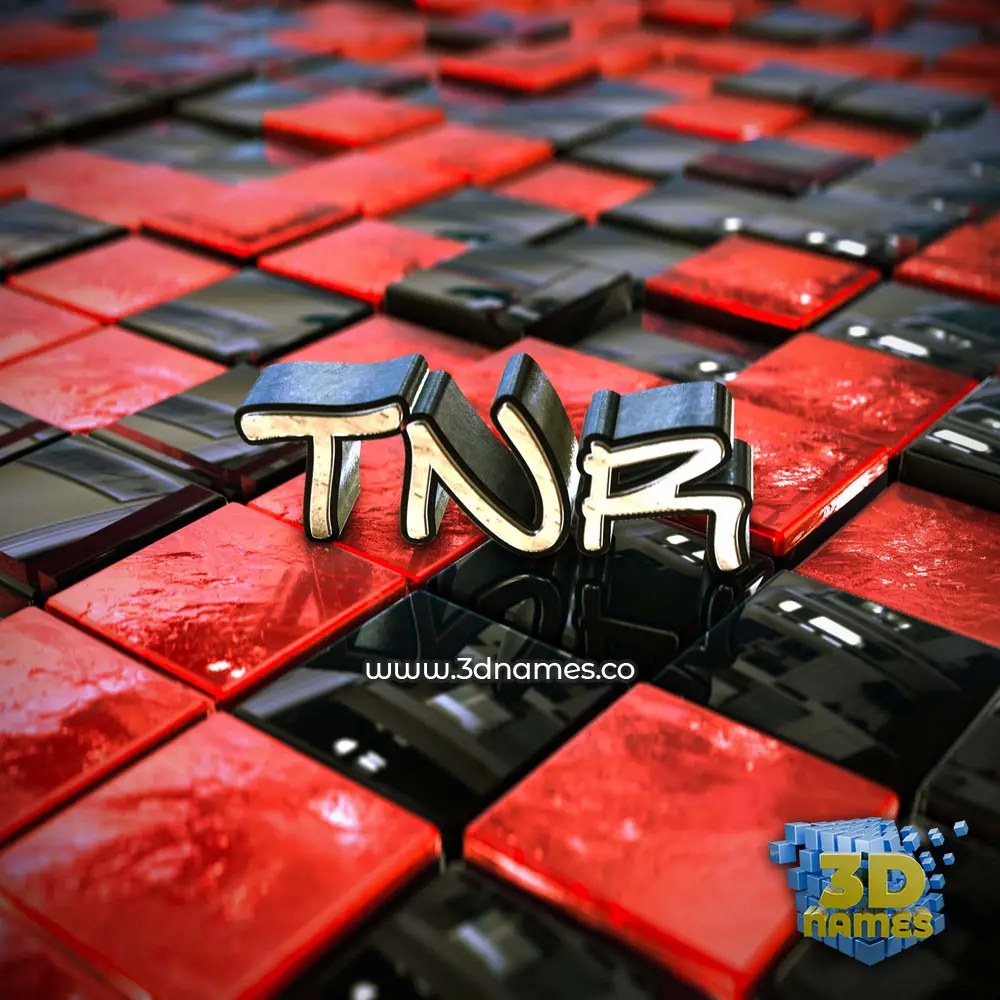 tnr in Red Checkered style - 3D name wallpaper