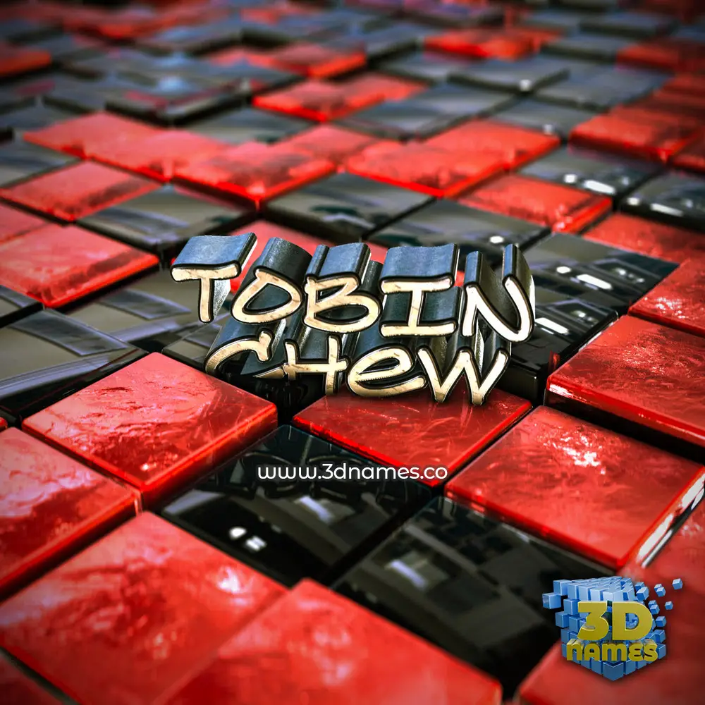 tobin chew in Red Checkered style - 3D name wallpaper