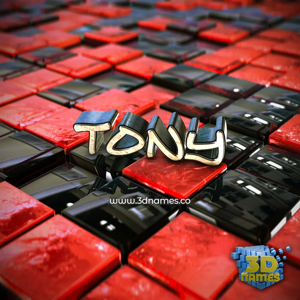 tony in Red Checkered style - 3D name wallpaper