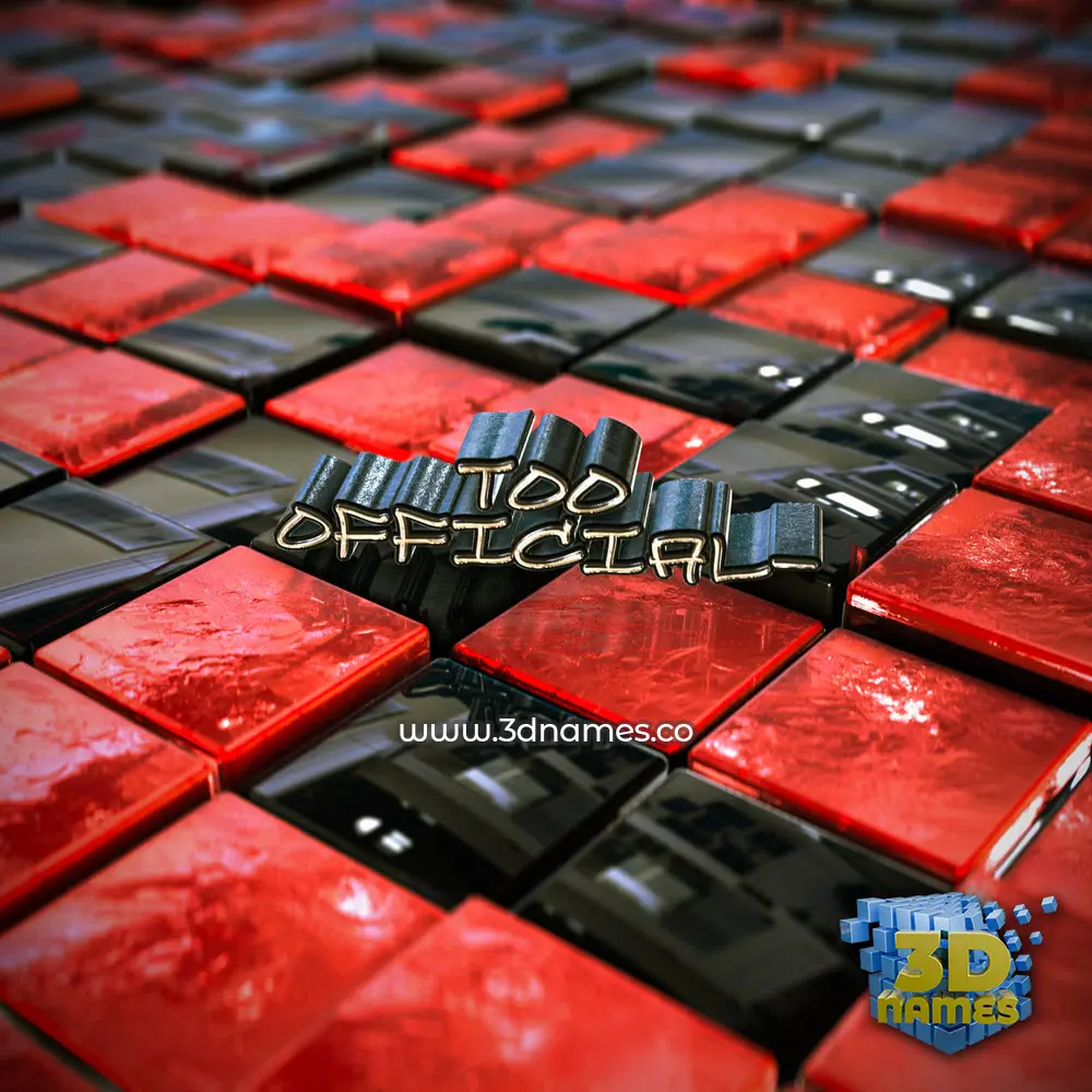 too official- in Red Checkered style - 3D name wallpaper