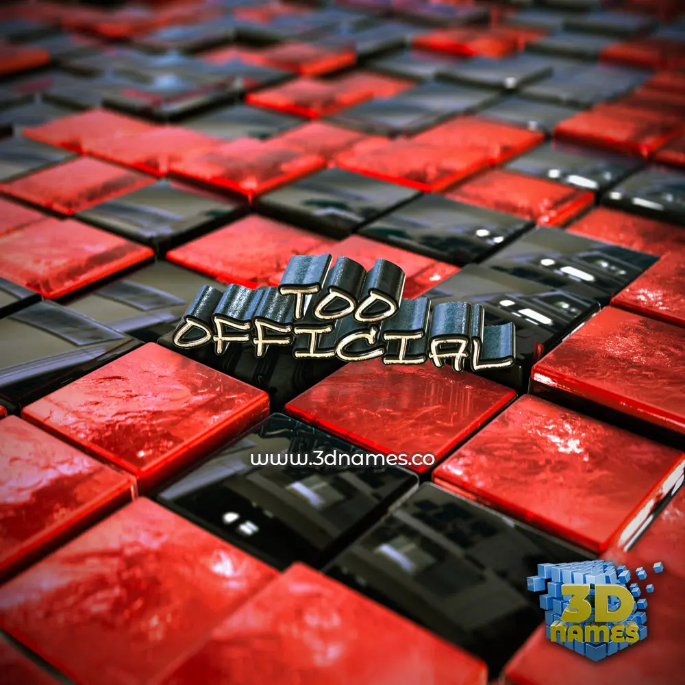 too official in Red Checkered style - 3D name wallpaper