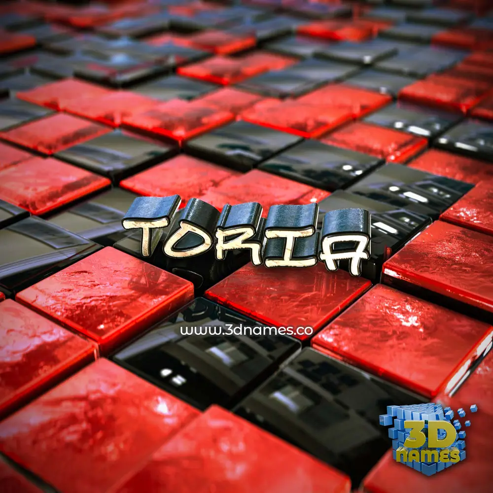 toria in Red Checkered style - 3D name wallpaper