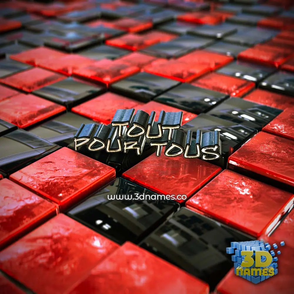 tout pour tous in Red Checkered style - 3D name wallpaper